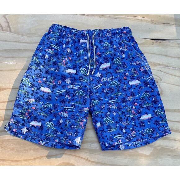 PETER MILLAR Seaside Swim Trunks w/ Koozie Men’s Blue Sz. M New Beach‎ Casual - Picture 1 of 9